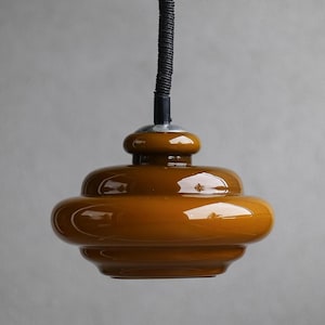 Vintage Amber Glass Pendant Lamp / Mid Century lamp / Vintage Cased Glass Pendant Lamp / 60s Yugoslavia Vintage Pendant Light / MCM Lighting