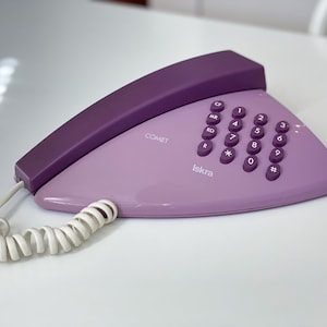 Vintage Iskra Comet Telephone: Rare Purple Retro Phone, Yugoslavia