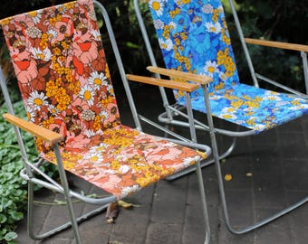 Vintage Sun Terrace Redwood Cedar Slat Aluminum Folding Lawn Chairs Made In USA | UK