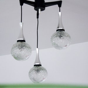 Vintage Sputnik Glass Cascade Chandelier: Mid Century Modern Pendant Lamp