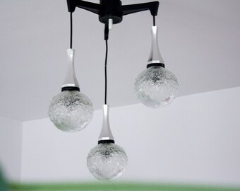 Vintage Sputnik Glass Cascade Chandelier: Mid Century Modern Pendant Lamp
