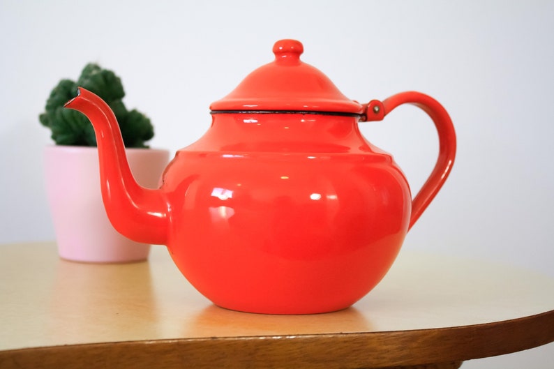 Vintage Enamel Teapot Made in Yugoslavia / Orange EMO Celje Etsy
