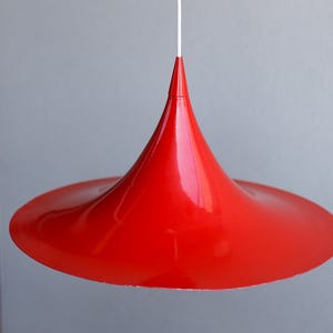Red Vintage Trumpet Pendant Light: Mid-Century Modern Danish Lamp