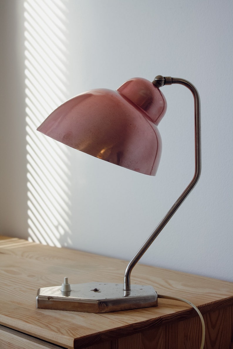 Mid Century Modern Desk Lamp / Vintage Desk Lamp Made in Yugoslavia / Vintage Table Lamp / Mid-Century Pink Table Lamp by Inkop 60s image 10