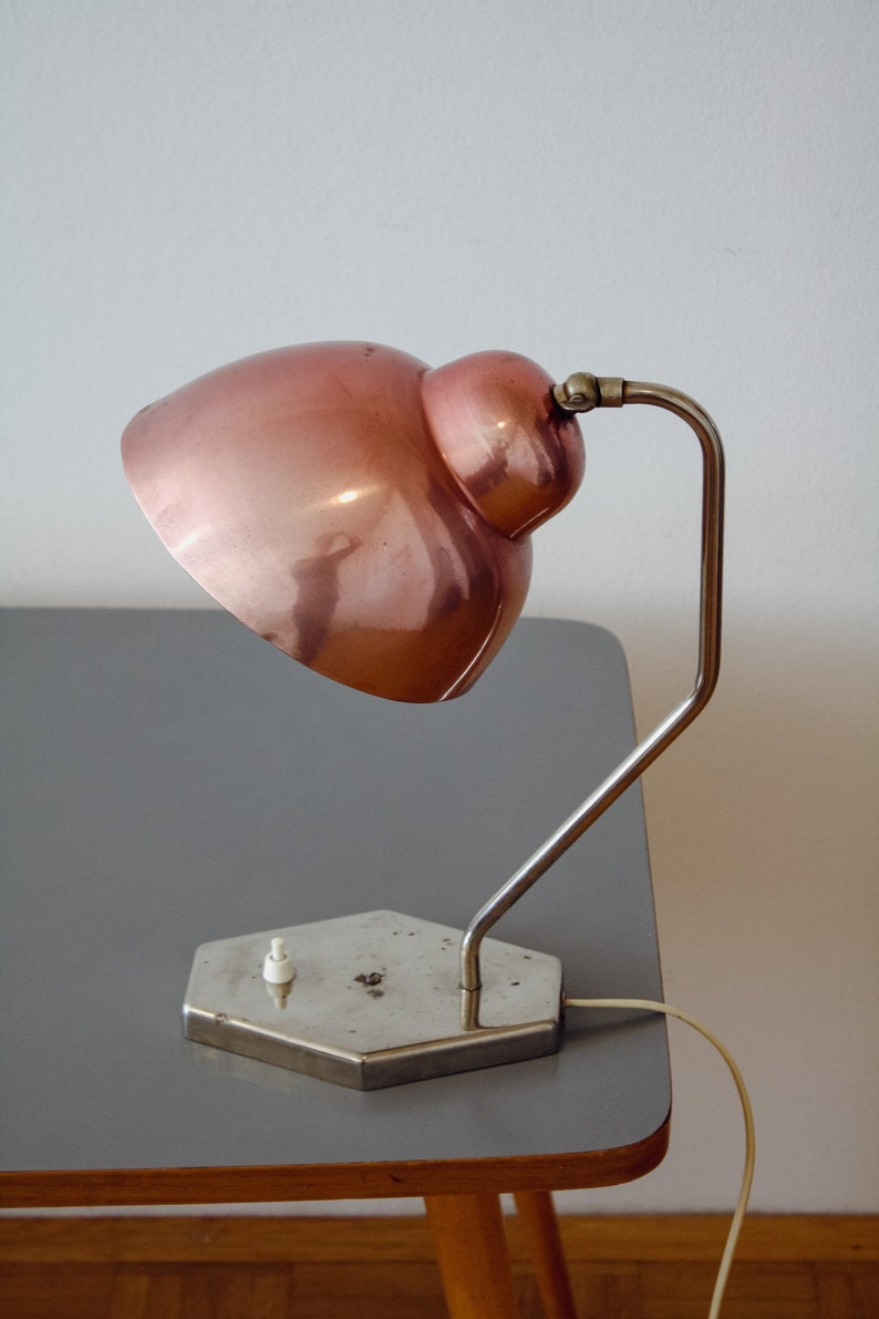 Mid Century Modern Desk Lamp / Vintage Desk Lamp Made in Yugoslavia / Vintage Table Lamp / Mid-Century Pink Table Lamp by Inkop 60s image 2