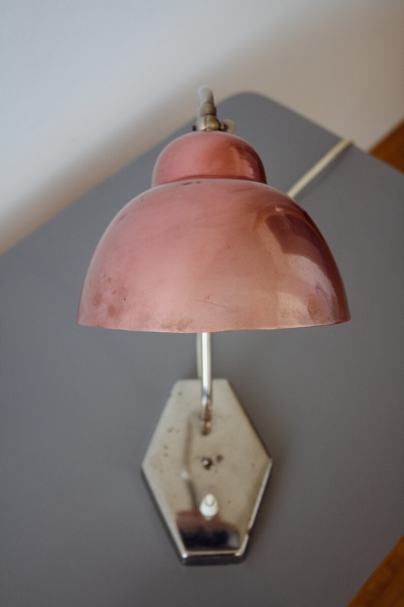 Mid Century Modern Desk Lamp / Vintage Desk Lamp Made in Yugoslavia / Vintage Table Lamp / Mid-Century Pink Table Lamp by Inkop 60s image 3