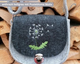 Dirndl bag &quot;S&quot; made of 100% wool felt with adjustable strap in anthracite & grey