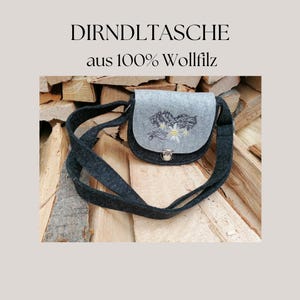Dirndl bag made of 100% wool felt with adjustable felt strap