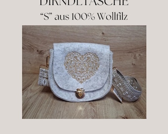 Dirndl bag &quot;S&quot; made of 100% wool felt with interchangeable/adjustable strap