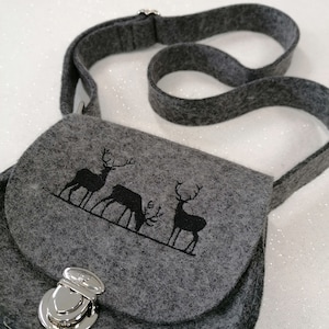 Dirndl bag &quot;S&quot; made of 100% wool felt with adjustable strap in grey