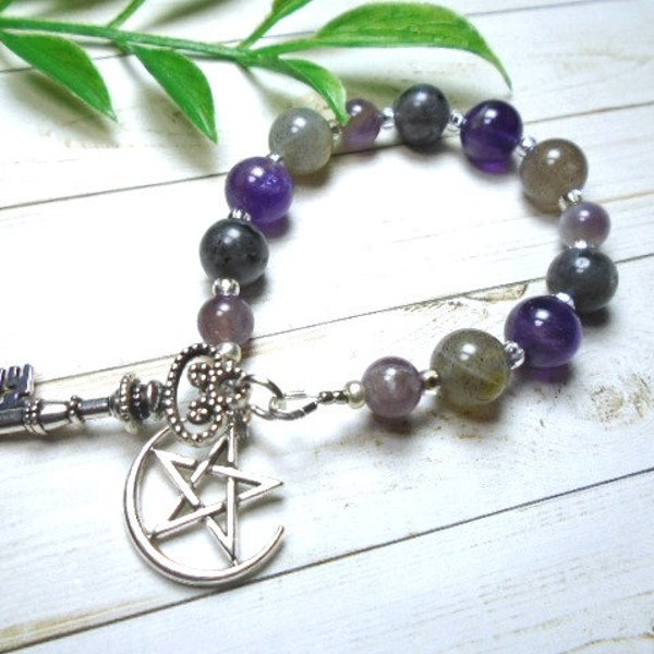 Hekate (Hecate) Pocket Prayer Beads, Pagan Rosary, Wicca Intention Beads, Witch's Ladder, Altar Decor