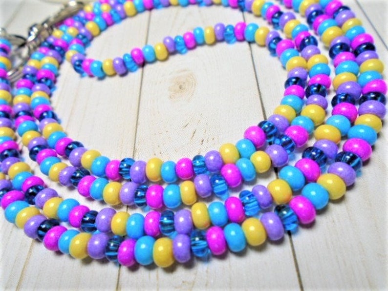 Unicorn Czech Glass Beaded ID Lanyard Key or Eyeglasses Holder ID Necklace