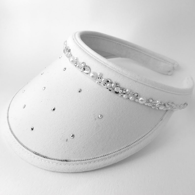 White Bling Ladies Ladies Golf Visor Handmade Clip On Etsy