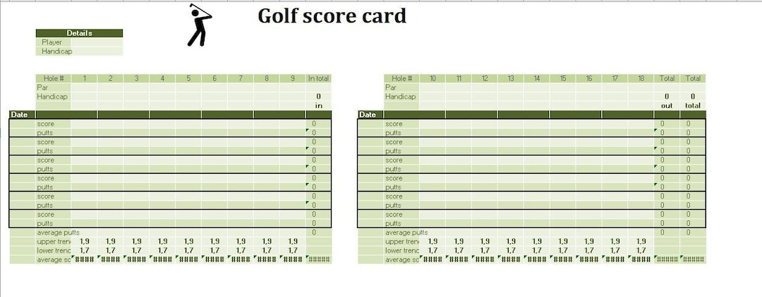 Golf Scorecard and Stats Tracker - Printable - Etsy