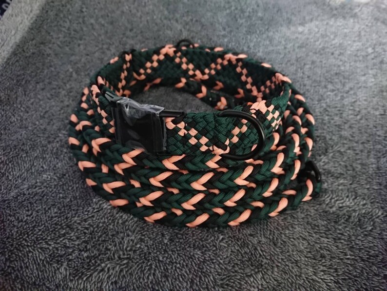 Herringbone square braid leash // custom made durable paracord dog lead for medium-large dogs, multiple leash styles image 7