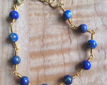 Lapis Lazuli Wire Wrapped Bracelet