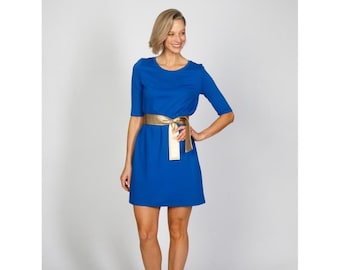 Dress Alba royal blue belt gold