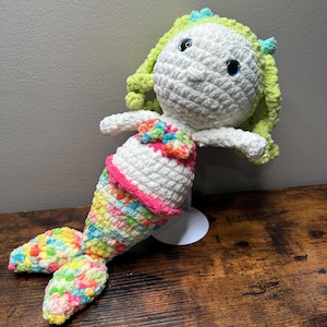 Crochet Mermaid Plushie Amigurumi Handmade Stuffed Mermaid Toy Soft Kids Gift Nursery Decor