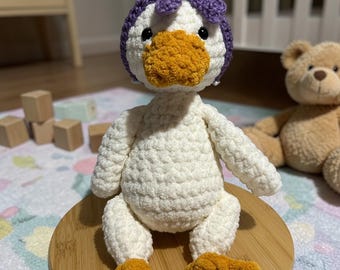 Pre-Order Crochet Goose Plushie: Handmade Amigurumi Nursery Decor