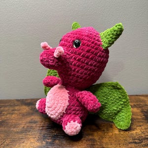 Crochet Baby Dragon Plushie Amigurumi Handmade Stuffed Animal Soft Toy Gift for Kids & Collectors