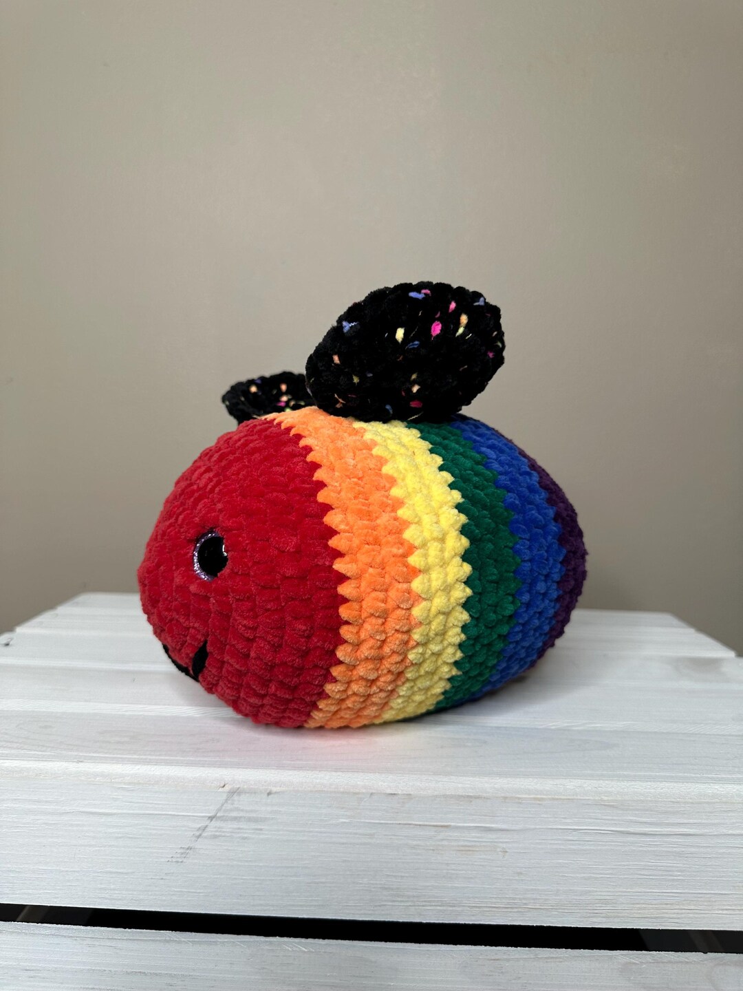Bee Plushie Crochet Amigurumi Handmade Rainbow Bumblebee Soft Stuffed ...