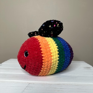 Rainbow Bee Plushie: Crochet Amigurumi Stuffed Animal Toy