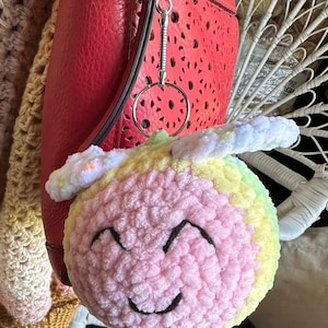 Crochet Rainbow Bumblebee keychain Amigurumi Handmade Stuffed Animal keychain