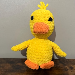 Crochet Duck Plushie Handmade Amigurumi Stuffed Animal Soft Cuddly Gift for Kids & Nursery Decor