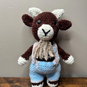 PRE- ORDER Crochet bearded goat plushie handmade amigurumi stuffed animal soft toy gift for kids nursery decor whimsical farm animal doll