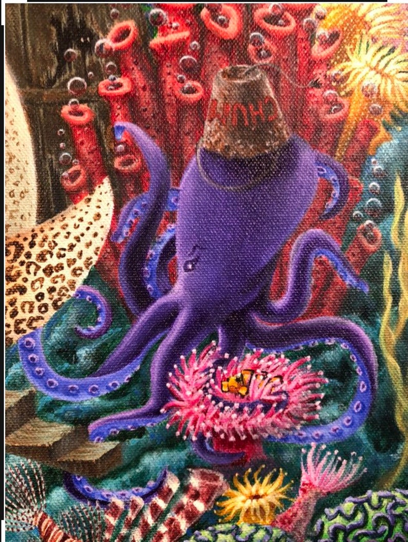 CANVAS PRINT Gicleé Exotica Moderne 12 Magazine Cover Lucha Tigre Ku Tiki God Wrestling Leopard Shark Undersea Coral Reef Ocean RARABIRD image 10