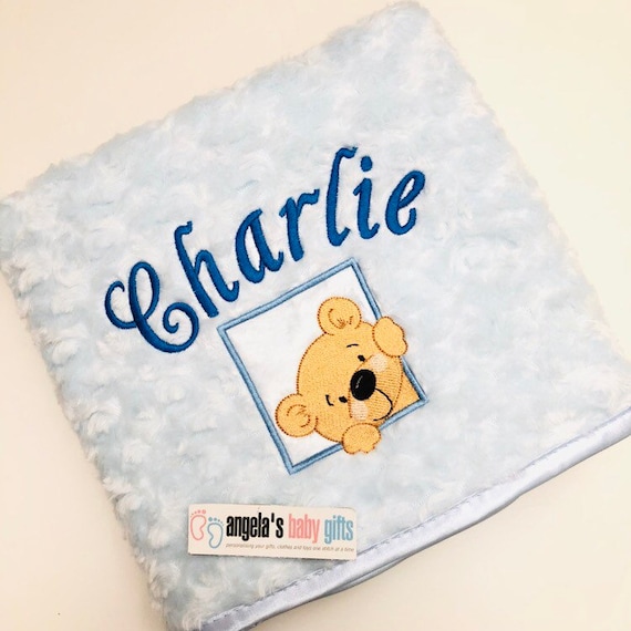 personalised blue baby blanket