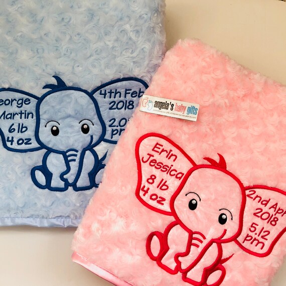 personalised blue baby blanket