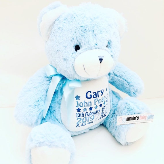 personalised blue teddy bear