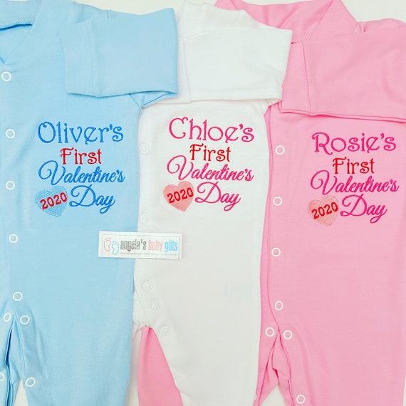 personalised valentines baby grow