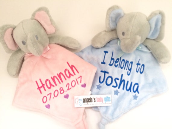 Personalised Comfort Blanket Baby Elephant Comforter Blanket Etsy