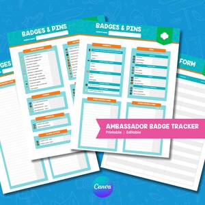 Ambassador Badge Tracker Printable | Girl Scout Troop Leader Sheet (Digital Download)