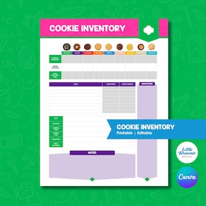 Cookie Inventory Sheet Printable | Girl Scout | Troop Leader Planning | Digital Download | LBB
