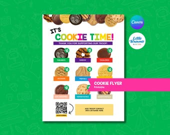 Cookie Flyer with QR Code | Girl Scout | Editable Canva Template | LBB