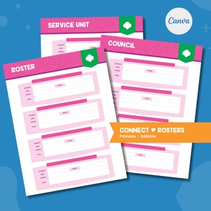 Contact List | Roster | Service Unit | Council | 8.5 x 11 | Troop Leader | Girl Scouts | GS | Girl Led | Digital | Printable | Editable