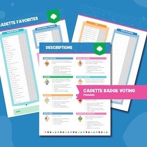 Cadette Badge Voting | Girl Scouts | Troop Leader | GS | Girl Led | Printable | Descriptions | Patches