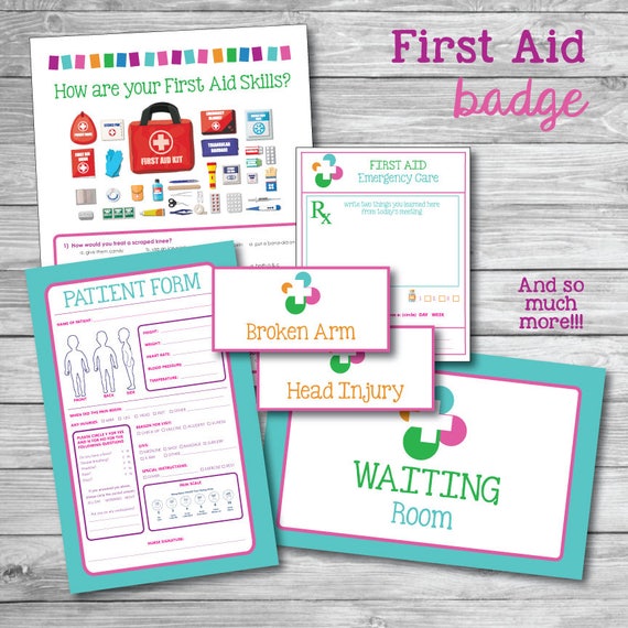 Girl Scout First Aid Badge Printable Kit Doctor Clinic Etsy