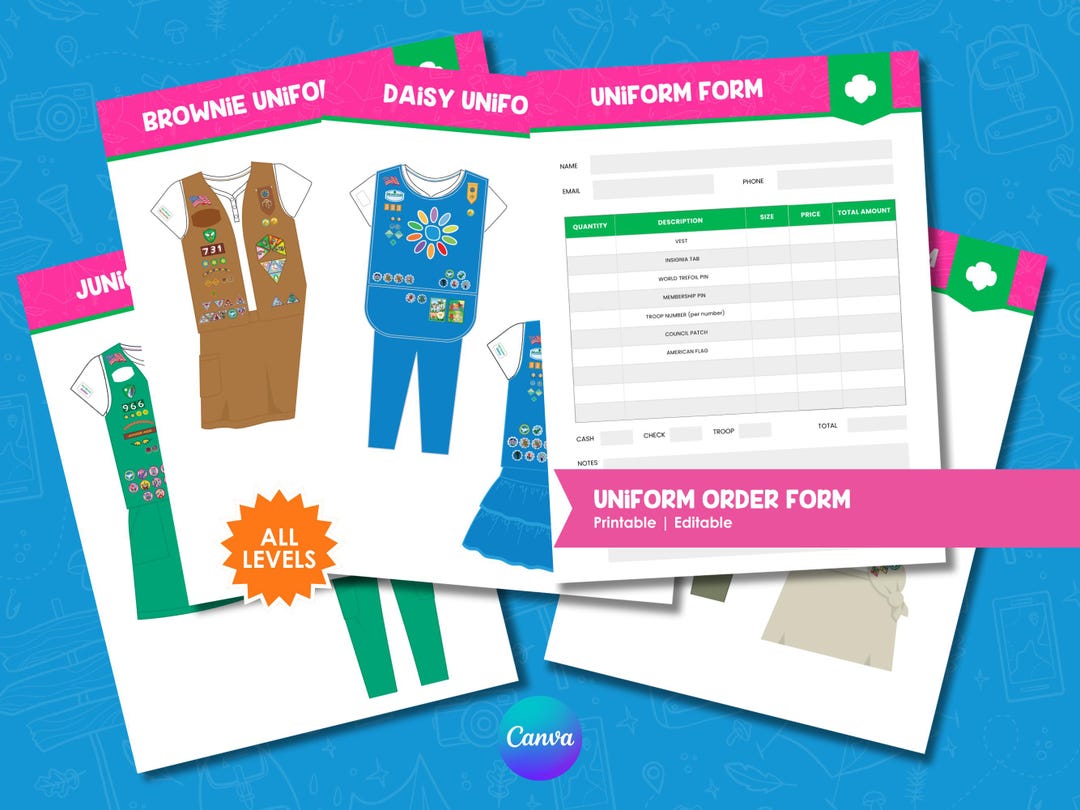 Uniform Order Form & Guide Printable | Girl Scout | Leader Resource ...