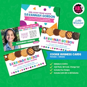 Cookie Business Cards Printable | Girl Scout | Troop Leader Contact Cards | Cookie Season Marketing Cards (Digital Download) LBB and ABC
