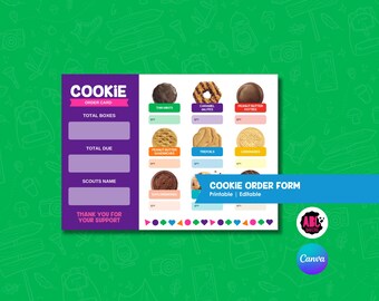 Cookie Order Form Printable | Girl Scout | Troop Leader Planning Sheet | Digital Download
