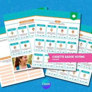 Cadette Badge Voting Printable | Girl Scout Troop Leader Planning Sheet | Digital Download