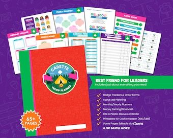 Cadette Troop Leader Planner Printable | Girl Scout Binder, Cookie Season, Meetings, Badge & Finance Tracker | Digital Download