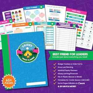 Daisy Troop Leader Planner Printable | Girl Scout Binder, Cookie Season, Meetings, Badge & Finance Tracker | Digital Download