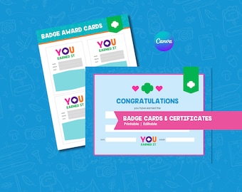 Badge Certificates & Award Cards | Girl Scout | Troop Leader Printable | Digital Download