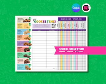 Cookie Order Full Form Printable | Girl Scout | Troop Leader Order Sheet | Cookie Season Sales Tracker (Digital Download) ABC