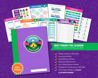 Junior Troop Leader Planner Printable | Girl Scout Binder, Cookie Season, Meetings, Badge & Finance Tracker | Digital Download